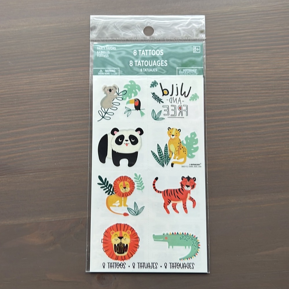 8 pcs Animal Fiesta Souvenirs Temporary Tattoos